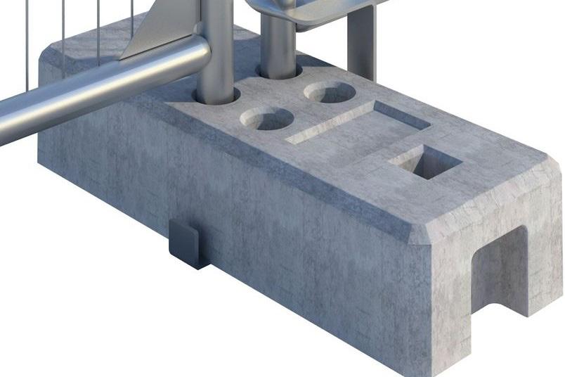BETONOVÁ PATKA Betonová patka je nedílnou součástí systémů mobilního oplocení. Kvalitní betonovou směsí a hmotností, zaručuje patka dostačující vysokou stabilitu celých systémů.