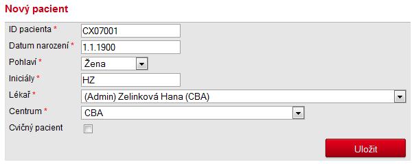 3: Okamžitá práce s pacientem Pokud chcete s pacientem ihned pracovat, např.