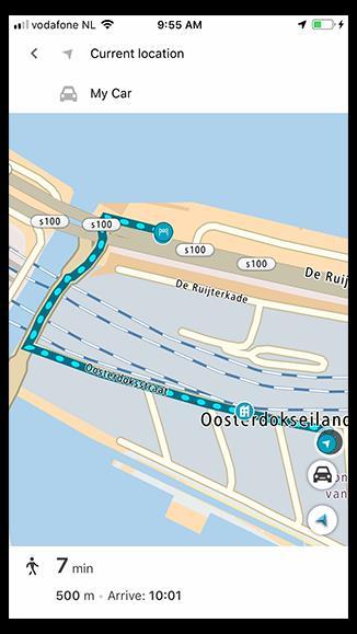 Aplikace TomTom MyDrive vás navede zpět k vozidlu po pěší trase. 3. Až dojdete k vozu, zapněte zařízení TomTom GO PREMIUM a vraťte se domů po vhodné trase.
