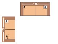 R = 2-sedák vpravo 3A L = 3-sedák s funkcí příčného lůžka,