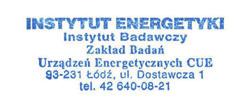 INSTYTUT ENERGETYKI Výzkumný ústav 01-330 Warszawa, ul. Mory 8 e-mail: instytut.energetyki@ien.com.pl www.ien.com.pl č. účtu: 22 1160 2202 0000 0000 2987 3013 tel.