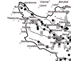 Obr. 5. Stav hrází vodních ploch z let 1763 1768 v povodí Jevišovky Fig. 5. Condition of dams of water areas from 1763 1768 in the Jevišovka river basin ploch (tabulka 3).