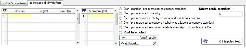 V zadávacím režimu se vyplňuje tehdy, když chceme kromě zadaných řezů doplnit do souboru interpolací ještě další příčné řezy (v tomto režimu se interpoluje pouze povrch, i pro zadané řezy se ovšem