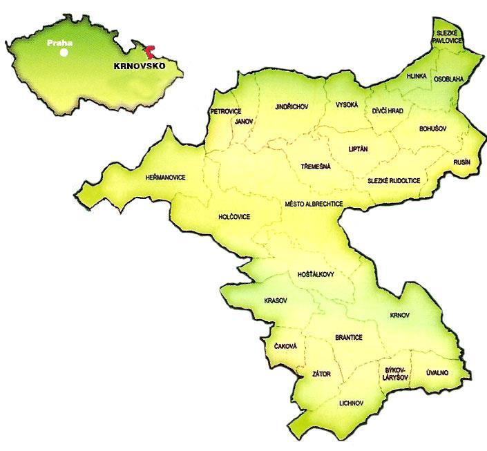 S t r á n k a 6 1.3. Územní působnost MAS Místní akční skupina Rozvoj Krnovska působí na území 25 obcí, kopíruje území ORP Krnov.