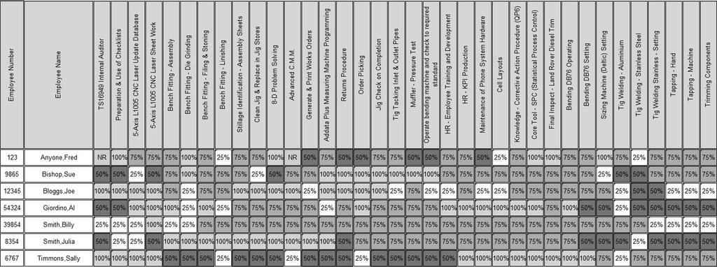 Key Elements: Skills matrix (skills set range & requirements); Regular assessment