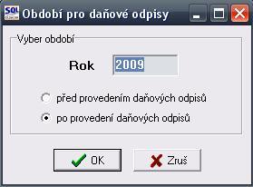 Touto jednou akcí dojde ke kompletnímu nastavení subsystému majetku na nový rok. Pro doložení sestav daňových odpisů slouží nabídka 1. Karty D. Daňové odpisy.