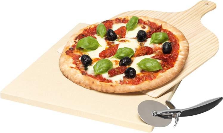 TROUBY PŘÍSLUŠENSTVÍ PRO VAŘENÍ PŘÍSLUŠENSTVÍ PRO VAŘENÍ TROUBY PIZZA SET PLECH NA DROBNÉ PEČIVO Žáruvzdorná cihla s rychlým ohřevem a účinným zadržováním tepla dodá pizze jemně křupavou kůrku, jakou