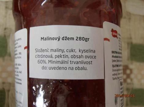 Výrobce na obalu uvedl obsah malin 60%, laboratorní