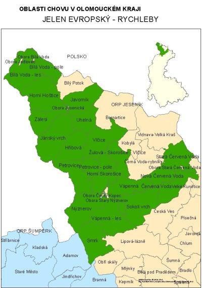 OBLAST CHOVU JELENA EVROPSKÉHO RYCHLEBY - SEZNAM HONITEB NÁZEV HONITBY výměra honitby v ha normovaný stav z toho les v ha v ks BÍLÁ VODA - LES 1 498 1 445 14 HORNÍ HOŠTICE 1 828 1 741 17 HŘIBOVÁ 1