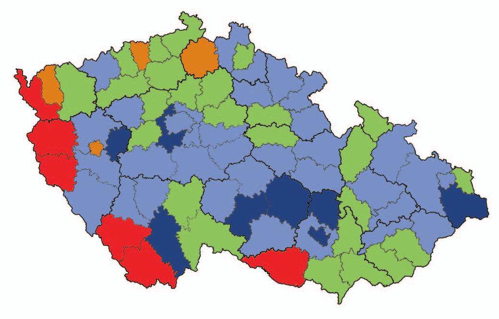 MAPA 1 Regionální rozložení technických her podle okresů, v přepočtu na 10 tis. obyvatel 0,0 20,0 Karlovarský Ústecký Liberecký Královéhradecký 20,1 50,0 50,1 80,0 80,1 120,0 Hl. m.