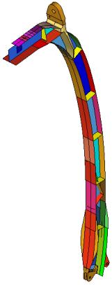 2), a taé se zjemnila jeho disretizace v dostatečné vzdálenosti od přepáţy. Model materiálu přepáţy je lineární homogenní izotropní.