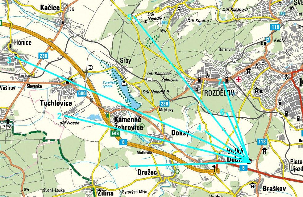 PŘÍLOHA Č.3 Schéma přízemních dohledností letiště Kladno LKKL Poř. čís.