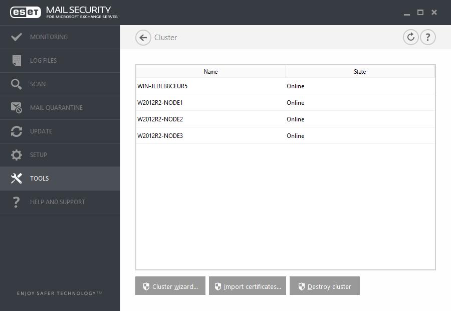 Poznámka: ESET Cluster není možné vytvořit mezi produkty ESET Mail Security a ESET File Security pro Linux.