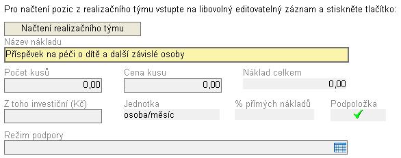 Po načtení realizačního týmu se objeví hláška o výsledku provedené akce. Toto okno je třeba uzavřít tlačítkem Zpět.