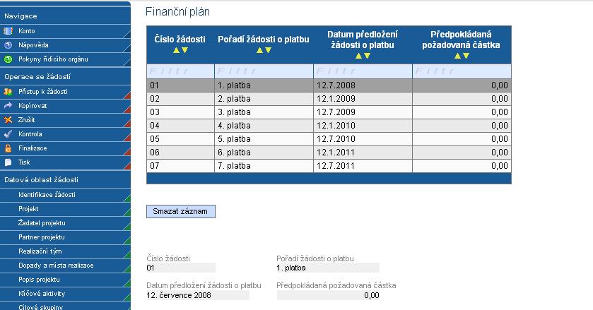 11.18. Hodnoty indikátorů Tato záložka slouží k monitorování výstupů a výsledků jednotlivých projektů v rámci Operačního programu Lidské zdroje a zaměstnanost.