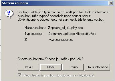 V případě, že se tlačítko Stáhnout soubor přílohy nezobrazí, formulář přílohy