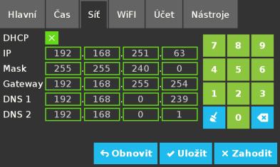 Na záložce Čas nastavíte časovou zónu, čas a datum jsou nastaveny automaticky, ale lze je nastavit manuálně, pokud odstraníte všechny