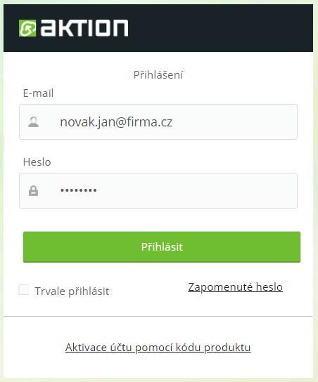 Přihlášení Přihlášení do systému je standardní krok, který znáte z jiných webových aplikací. 1. Otevřete webový prohlížeč a zadejte adresu cloud.aktion.cz. 2.