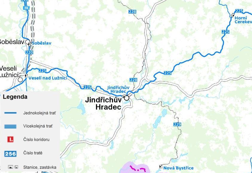Centrum pro rozvoj obcí a regionů, s. r. o. Na území SO ORP Jindřichův Hradec je hlavní železniční trať č.