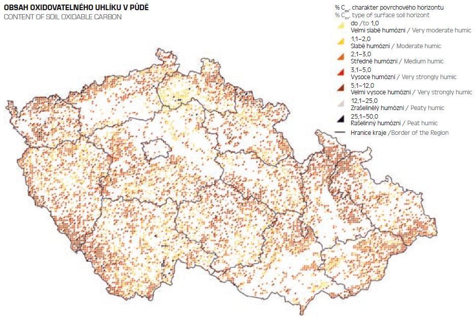 Půdní uhlík se měřil i během Národní inventarizace lesů v ČR mezi roky 2001 a 2004. Půdní uhlík se měřil jen do hloubky 10 cm minerálního horizontu (obr. 13).
