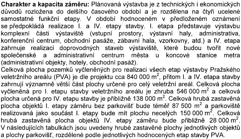 a IV. etapy stavby. I. etapa pøedstavuje výstavbu komplexní èásti výstavištì (vstupní prostory, výstavní haly, administrativa, konferenèní centrum, obchodní pasáže, zábavní hala, vzorkovny, atd.