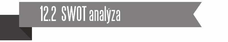 12.2 SWOT analýza 12.2.1 SILNÉ STRÁNKY / STRENGTH výhodná poloha v atraktivním pírodním prostedí dostupnost regionálního centra rozsah obanské vybavenosti 12.2.2 SLABÉ STRÁNKY / WEAKNESS asté povodové problémy omezené finanní možnosti obce relativní rozlehlost katastru obce 12.