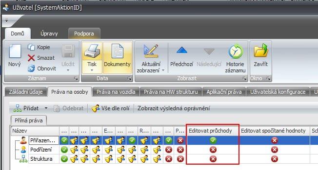 uživatele (systémový uživatel SystemAktionID nebo SystemAktionDomain).