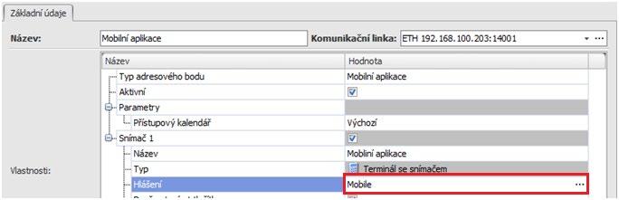 Definice hlášení Dále lze nadefinovat typy průchodů a přerušení, které budou v mobilní aplikaci k dispozici.