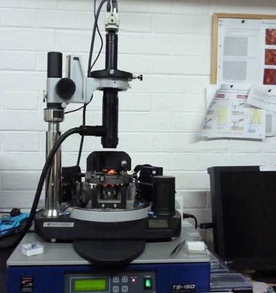 spectroscopy. This system is equipped by HeCd laser with optical system fitted to wavelengths of 325 nm (ultraviolet line) and 442 nm (blue line) and focused on the sample via optical microscope.