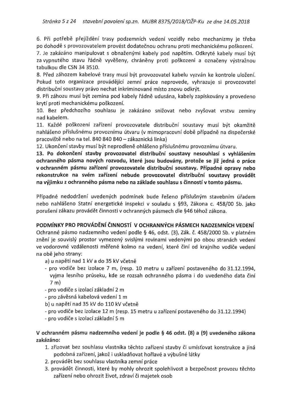 Stránka 5 z 24 stavební povolení sp.zn. MUBR 8375/2018/OŽP-Ku ze dne 14.05.2018 6.