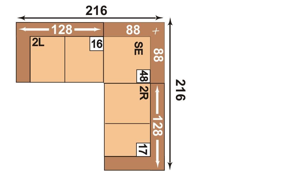 5 2L-S-2R 6 3AL-anR 2 L = 2-Sitzer, Armlene