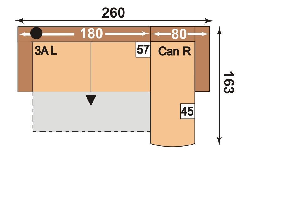 rects 3A L = 3-Sitzer mit Querscläfer-unktion,