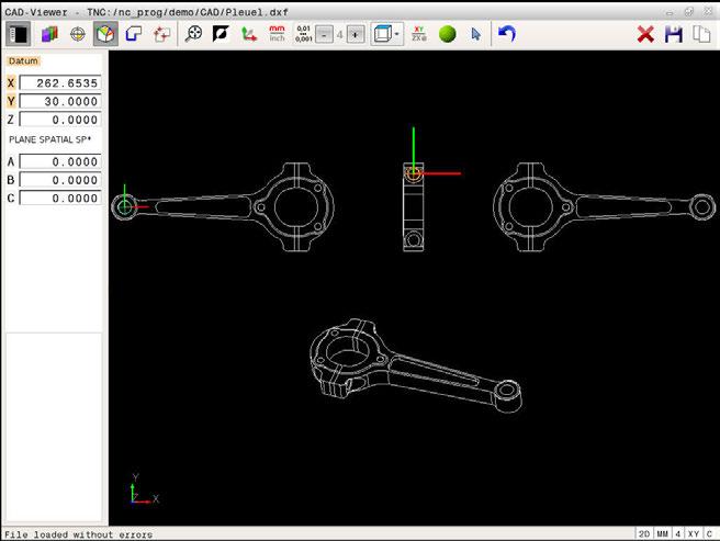 Převzít data z CAD-souboru CAD-Viewer (opce #42) 12 Vyrovnání souřadného systému Polohu souřadného systému určujete vyrovnáním os.