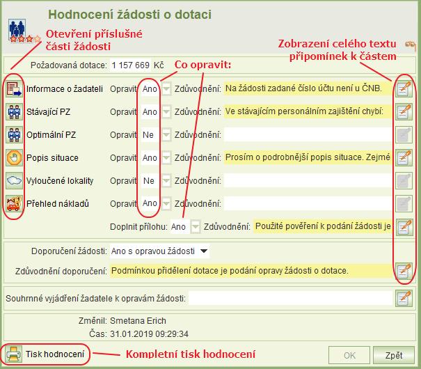 6.3. 5) Zapište své vyjádření k požadovaným opravám žádosti viz kap. 6.4.