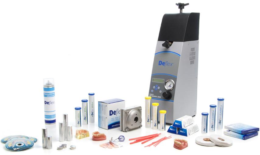 Deflex systém pro výrobu estetických snímatelných náhrad ESTETIKA LEHKOST ODOLNOST BEZ MONOMERU Vstřikovací jednotka Integra 300 + startovací set materiálů + připojovací komponenty +