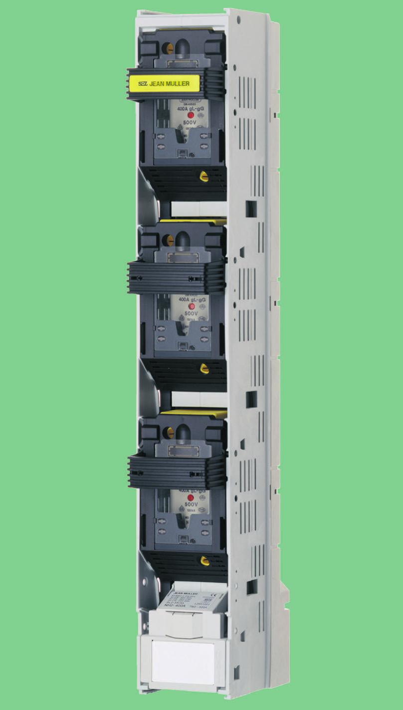 SL00 4a, 3x/ /1-pólové ovládání Popis výrobku 3-pólové pojistkové lištové odpínače pro montáž na sběrnici. Kombinují 3 svisle uložené 1-pólové pojistkové odpínače do jedné jednotky.