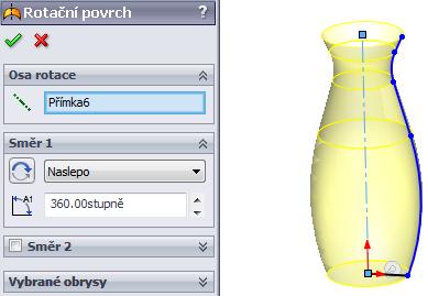 Rotační povrch vytváří rotovaný povrch kolem vybrané osy.