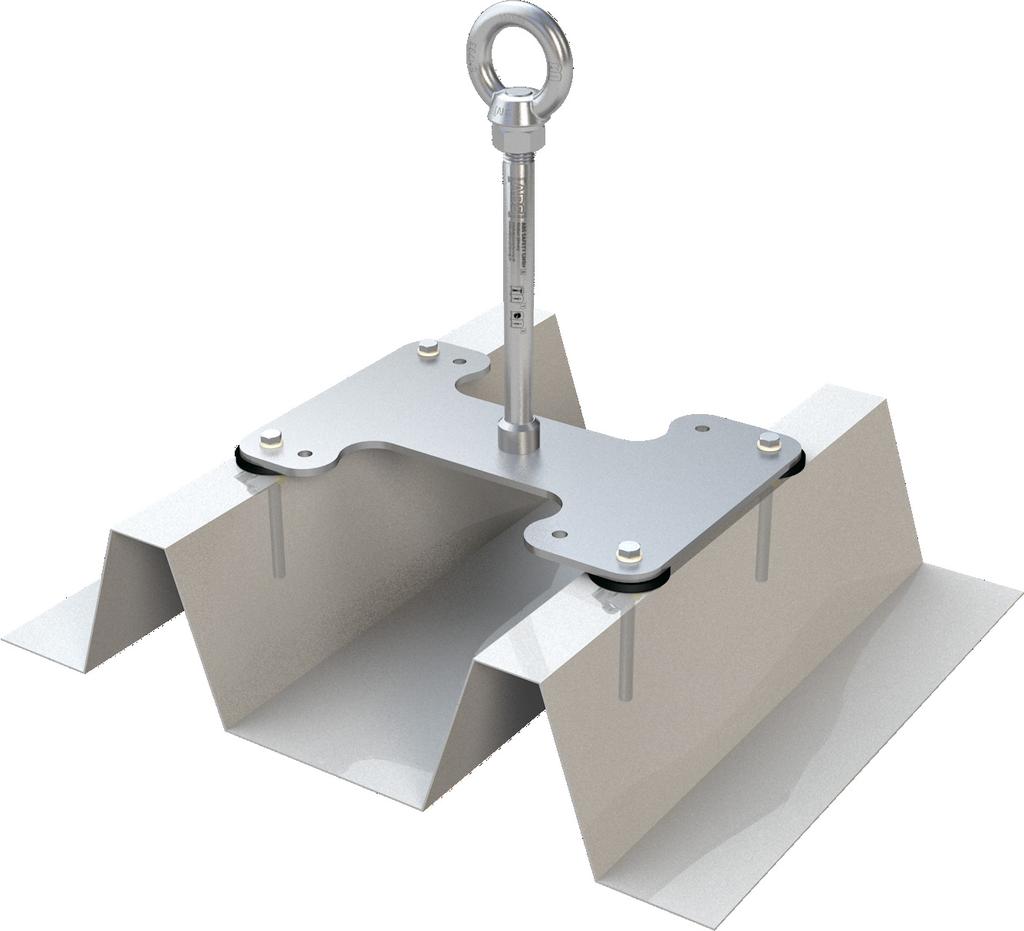 Střešní kotvy pro panely a trapézy Kingspan Kingspan- LockX-T Vhodné pro kotvení do trapézových plechů Nerezový kotvicí bod pro trapézový plech osazený v pozitivním i negativním směru.