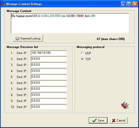 Active Ethernet I/O Messaging Uživatelský text a
