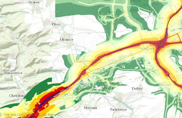 Dle výsledků hlukové mapy dochází na území obce k překračování hlukových limitů pro denní i noční dobu.
