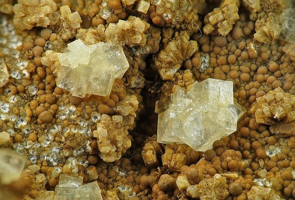 10 Drúza klencových krystalů chabazitu-ca. Šířka záběru 20 mm.