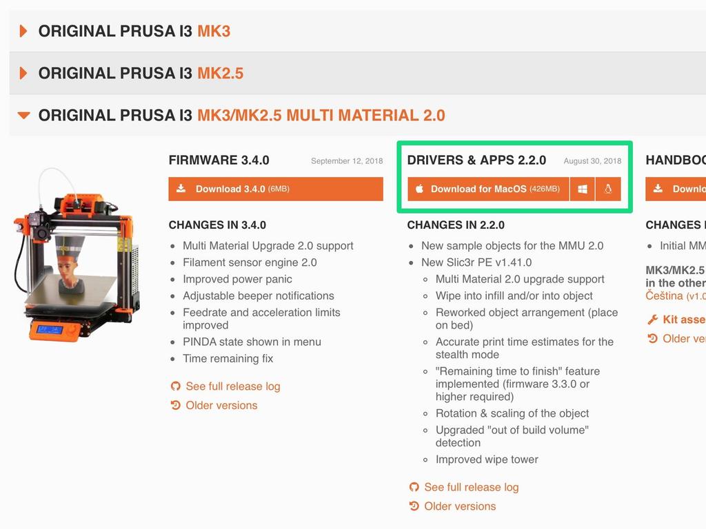 Step 5 Stažení software pro aktualizaci firmware Software pro aktualizaci firmware je nyní součástí Slic3r PE, počínaje verzí 1.41.0.