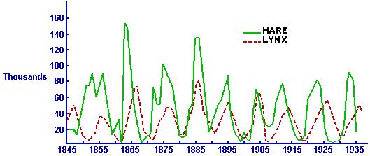 5 220 200 180 160 140 ovce vlci Obrázek 6: Vývoj populací vlků a oveček s parametry x 1 (0) = 80, x 2 (0) = 4, a = 0,2, b = 0,006, c =