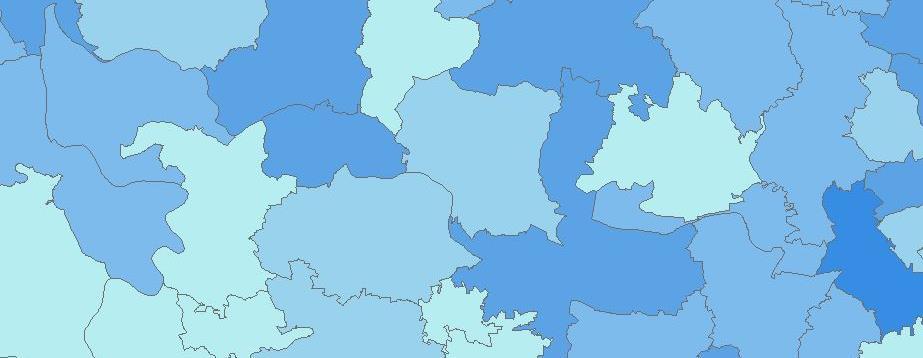 2.3.8 Metoda kartogramu Obrázek 14 - Metoda kartogramu výřez z mapového listu Obyvatelstvo Metoda kartogramu zprostředkovává kvantitativní srovnání jednotlivých územních celků.