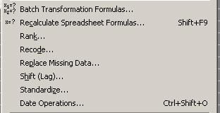 Operace s daty Sada datových transformací Přepočet vzorců (vybrané proměnné