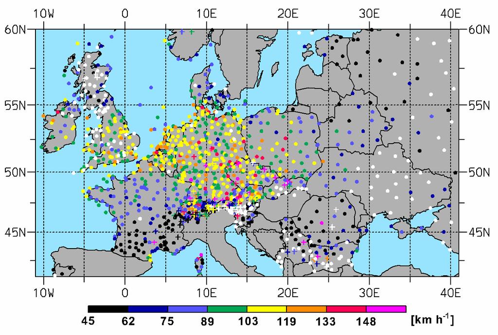 Maximální nárazy větru (km/hod) na meteorolog. stanicích 17