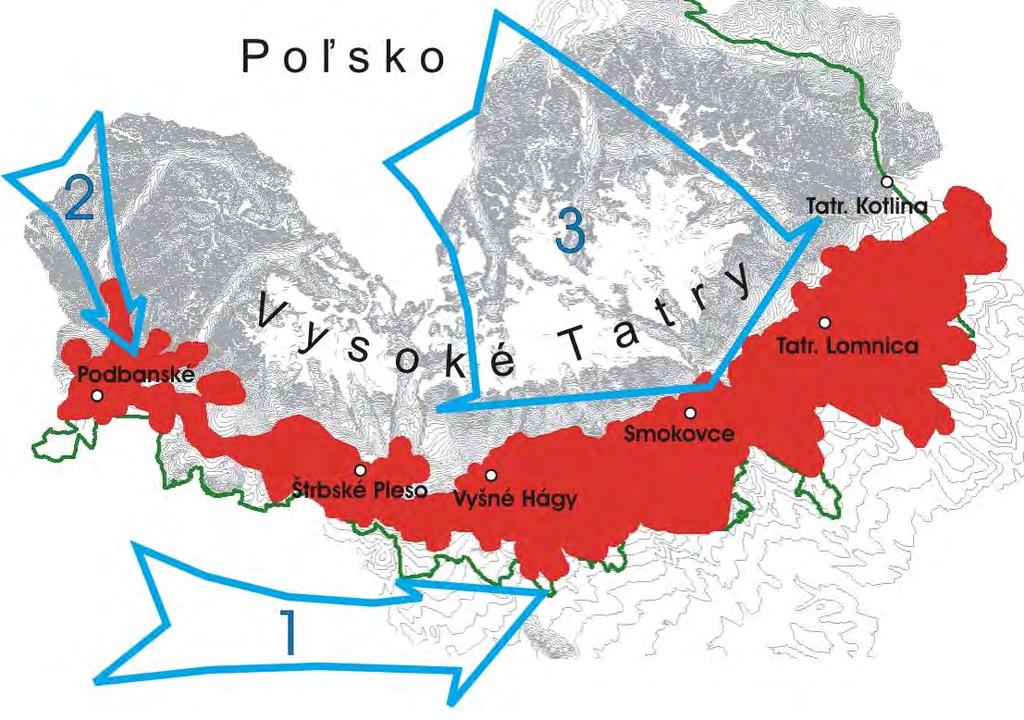 Průběh a rozsah disturbance Bóra 1 Bóra 2 Dýzový efekt Koreň (2005)