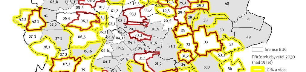 / 10 BUC S N EJVYŠŠÍMI P Ř ÍRŮST K Y OBYVATEL NAD 19 L