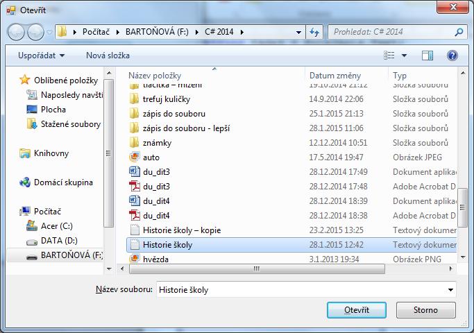 StreamWriter soubor = newstreamwriter(jménosouboru, přidat, Encoding.