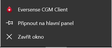 Odeslání dat z vysílače Smart do účtu DMS: 1. Spusťte klientskou aplikaci Eversense kliknutím na následující ikonu v nabídce Start > Všechny programy > složka Eversense > složka Eversense Client. 3.